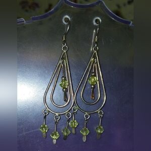 Elegant Sterling Silver and Green Dangle Earrings